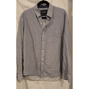 Johnston Murphy Shirt Men XL Blue Check Button Up Flip Cuff Extreme Comfort